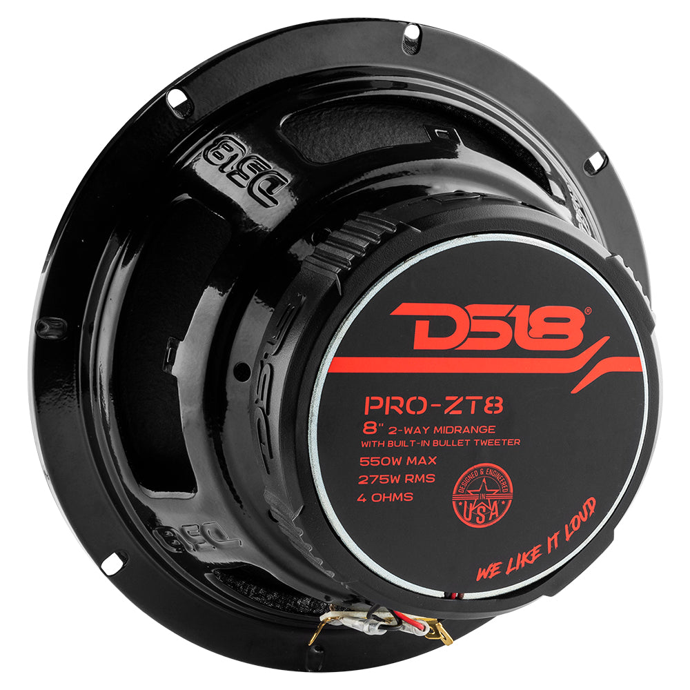 Altavoz coaxial de rango medio PRO-ZT8 con cono resistente al agua, tweeter tipo bala y rejilla incorporados, 275 vatios RMS, 4 ohmios