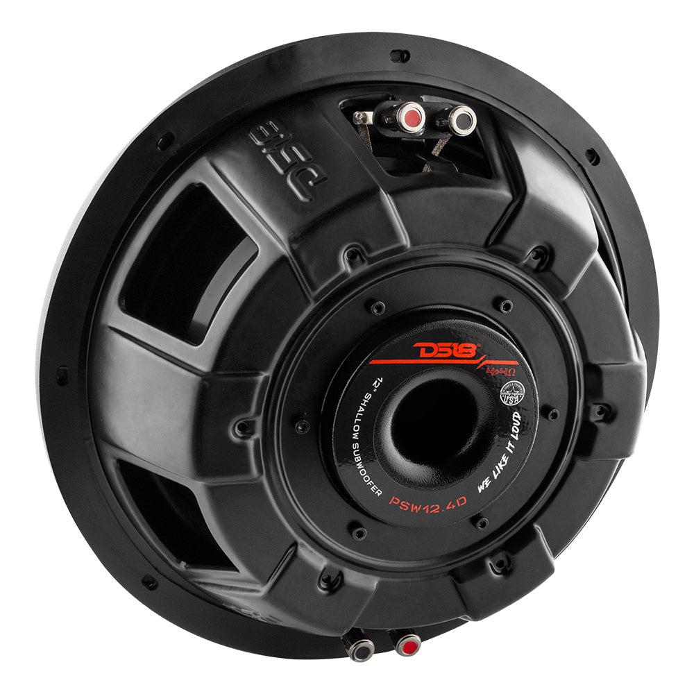 Subwoofer PSW12.4D de 12" resistente al agua y de montaje superficial, 600 vatios RMS, DVC de 4 ohmios