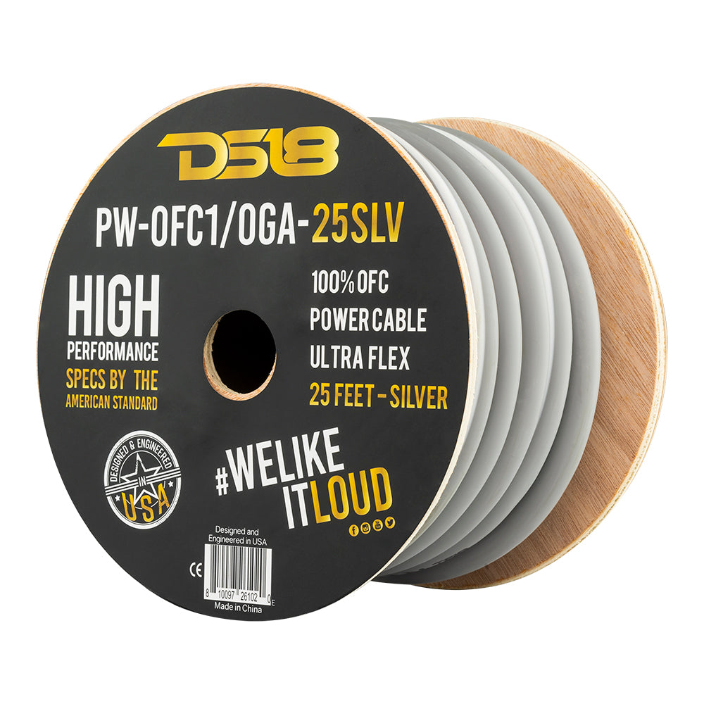 PW-OFC1/0GA-25SLV 1/0-GA 100% OFC Ground, Power Cable, 25 Feet