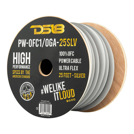 PW-OFC1/0GA-25SLV 1/0-GA 100% OFC Ground, Power Cable, 25 Feet