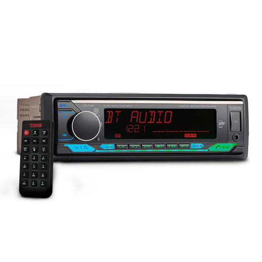 SDX-P100 Digital Media Receiver | Single Din | DSP | APP | Bluetooth Audio and Calling Head Unit | Aux Input | USB | Mechless | AM/FM Radio Receiver | 3V + 3.5V Subwoofer