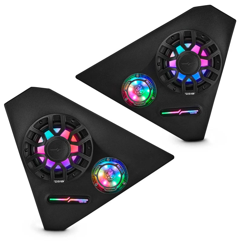 SLG-FKP6LDV2 Polaris Slingshot Front Kick Panel Speaker Pods Loaded | 2 x NXL-IQ6/BK & 2 x PRO-TW1LD and Digital LED Lights | 2015 - Current