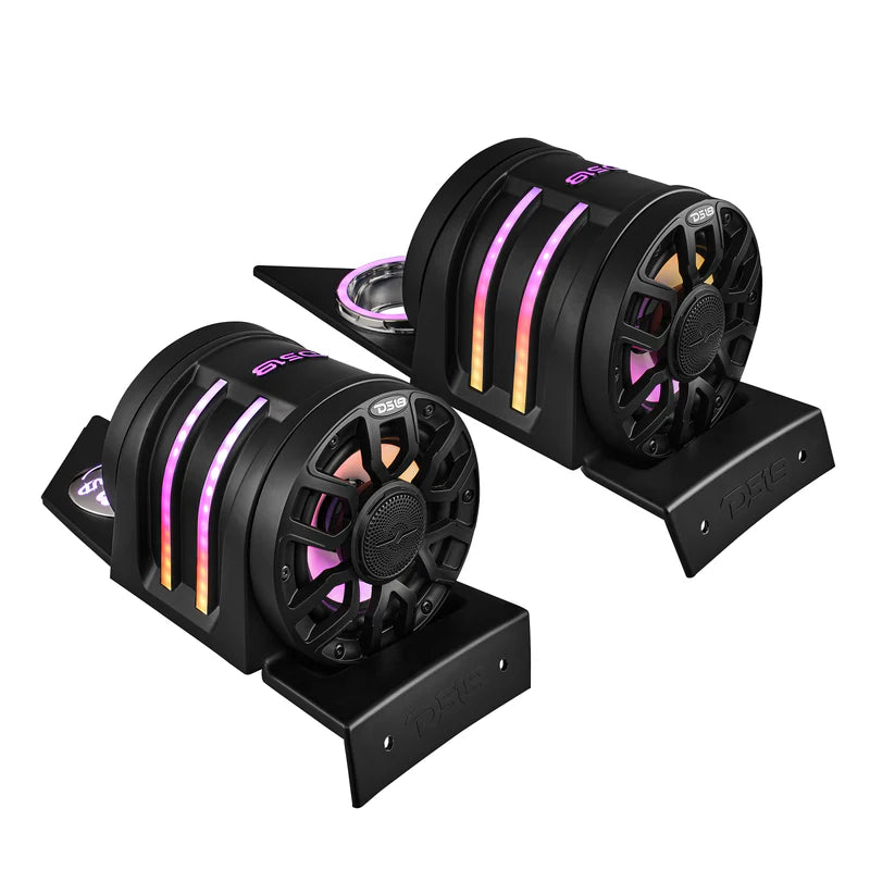 SLG-HD6LDV2 Polaris Slingshot Headrest Speaker Pods Loaded | 2 x NXL-IQ6/BK Speakers and Digital LED Lights | 2015 - Current