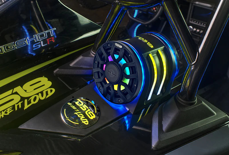 SLG-HD6LDV2 Polaris Slingshot Headrest Speaker Pods Loaded | 2 x NXL-IQ6/BK Speakers and Digital LED Lights | 2015 - Current