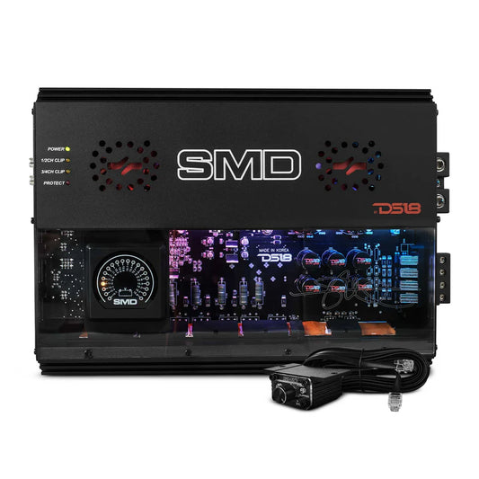 SMD-300.4AB SMD 4-Channel Class AB Amplifier with VM-1 Voltmeter and Digital LED Lights 4 x 300W at 2-Ohm - Steve Meade Designs