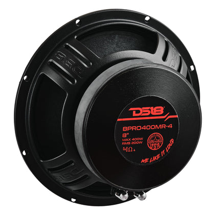 8PRO400MR-4 High Sensitivity Professional Mid-Range Loudspeaker 200 Watts Rms 4-Ohm