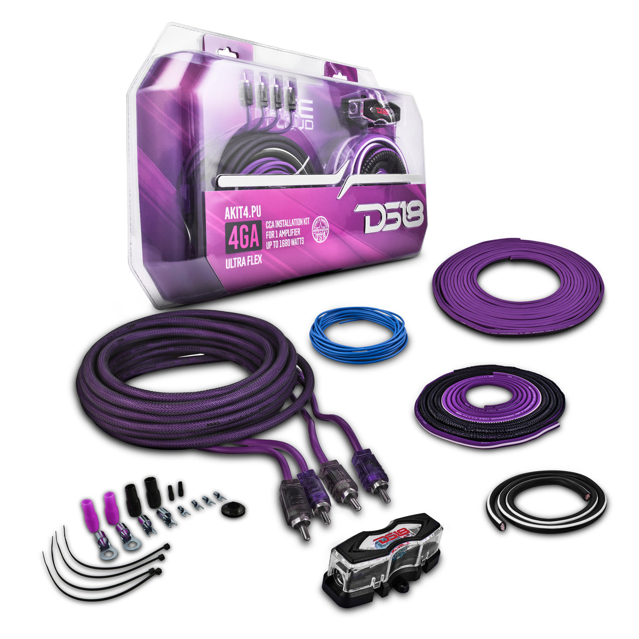 AKIT4.PU 4-GA Amplifier Installation Kit -Purple