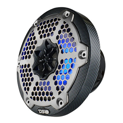 CF-65M NXL 6.5" 2-Way Coaxial Marine Speaker With LED RGB Lights 100 Watts Rms 4-Ohm - Black Carbon Fiber