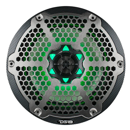 CF-8M NXL 8" 2-Way Coaxial Marine Speaker With LED RGB Lights 125 Watts Rms 4-Ohm - Black Carbon Fiber