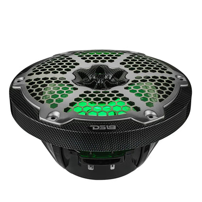 CF-8M NXL 8" 2-Way Coaxial Marine Speaker With LED RGB Lights 125 Watts Rms 4-Ohm - Black Carbon Fiber