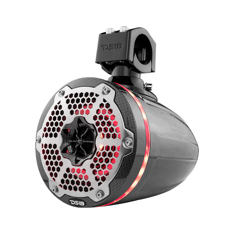 CF-X6TPNEO NXL 6.5" Neodymium Marine and Powersports Towers with Built-in Passive Radiator, 1" Driver and LED RGB Lights 150 Watts Rms -Black Carbon Fiber