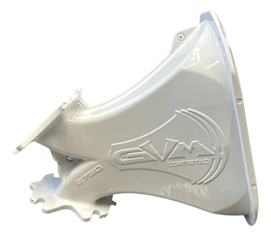 CAS Car Audio Store GVM 2750 white aluminum double horn for two 2-inch drivers with engraved logo and polished front
