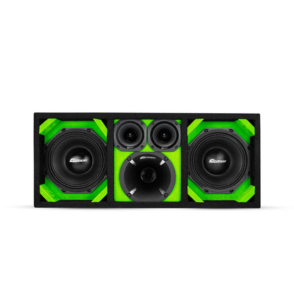 KTPON-208LIME/ DUAL 8'' LIME/BLACK LOADED PORTED ENCLOSED BOX (Tweeters + Driver)