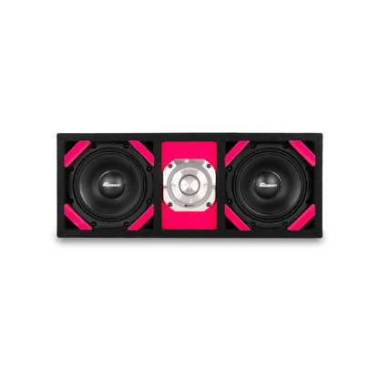 KTPONV2-206PINK / DUAL 6" PINK LOADED PORTED BOX + 1 TWEETER