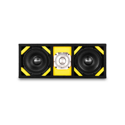 KTPONV2-206YELLOW / DUAL 6" YELLOW LOADED PORTED BOX + 1 TWEETER