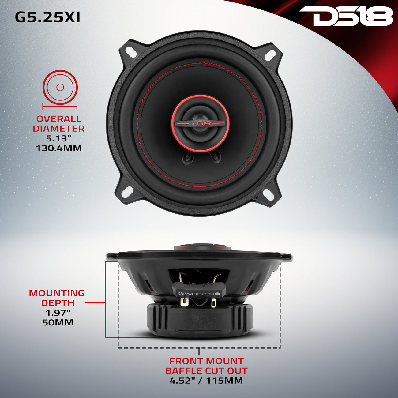 G5.25Xi 2-Way Coaxial Speakers 45 Watts Rms 4-Ohm