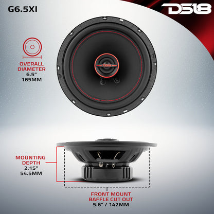 G6.5Xi 3-Way Coaxial Speakers 50 Watts Rms 4-Ohm