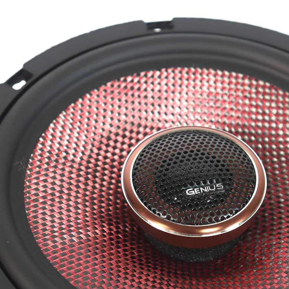 GXT65.2HR 6.5” 2 WAY COAXIAL SPEAKER HIGH QUALITY WITH BLACK CARBON FIBER RED GLASS FIBER MIXED
