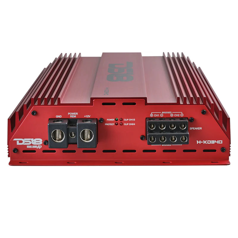 H-KO340/RD HOOLIGAN KO Full Range Class D 4-Channel Amplifier 4 x 300 Watts Rms @ 4-Ohm Made In Korea