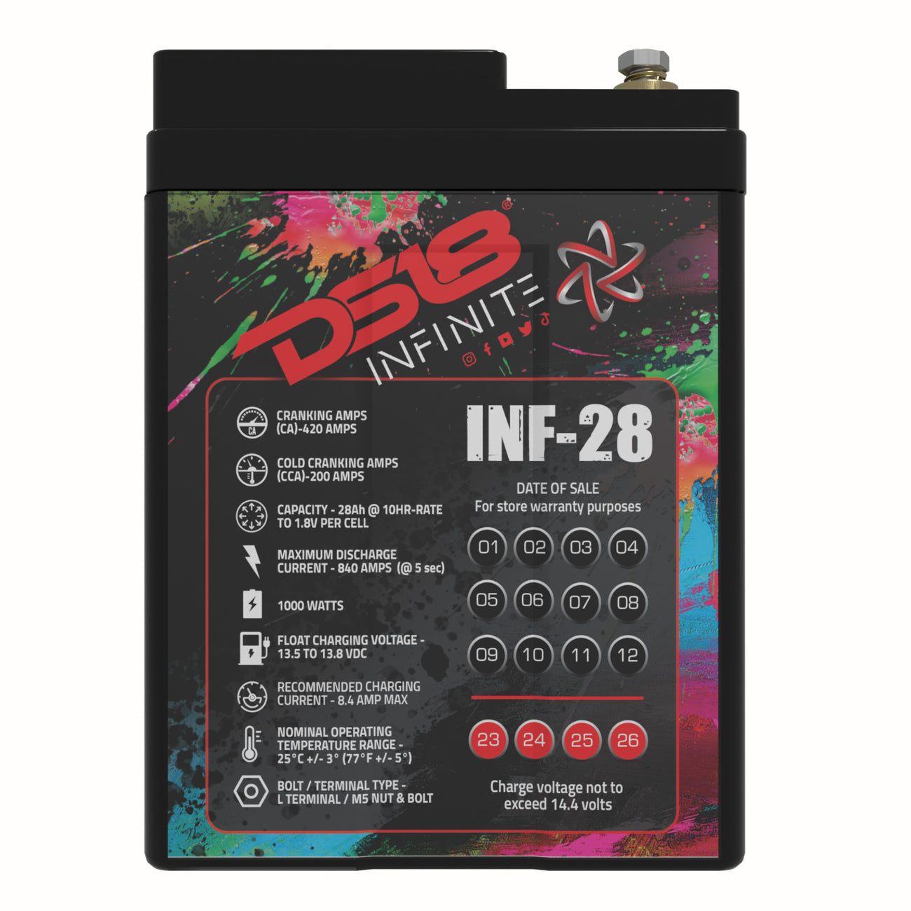 INF-28AH INFINITE 28 AH AGM Power Cell Battery