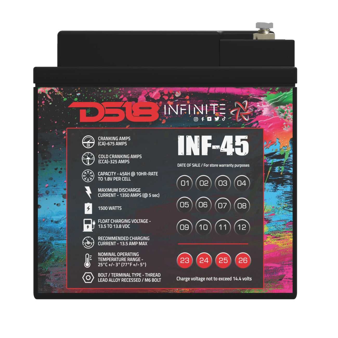 INF-45AH INFINITE 45 AH AGM Power Cell Battery