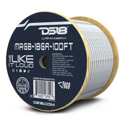 MRGB-18GA-100FT 18-GA Marine Tinned 100% Copper OFC LED RGB Wires -100 Feet