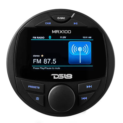 MRX100 Marine and Powersports Headunit 3" Color TFT screen , 2 Zones, 4 volts Output, BT, RDS 4 X 50 Watts
