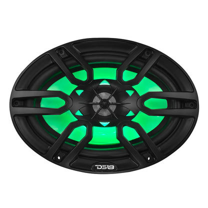 NXL-69/BK NXL 6x9" 2-Way Coaxial Marine Speaker With LED RGB Lights 125 Watts Rms 4-Ohm -Black