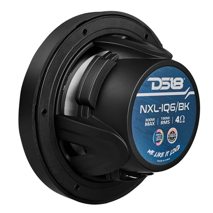NXL-IQ6/BK NXL 6.5" 2-Way Coaxial Marine Speaker With Digital Led Lights And Bullet Tweeter 150 Watts 4-Ohm