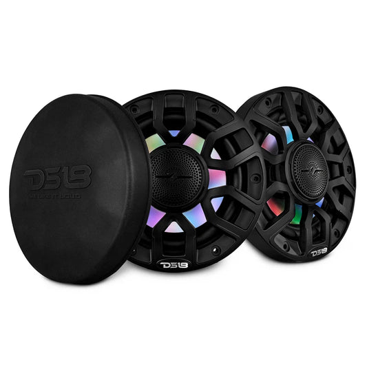 NXL-IQ6/BK NXL 6.5" 2-Way Coaxial Marine Speaker With Digital Led Lights And Bullet Tweeter 150 Watts 4-Ohm
