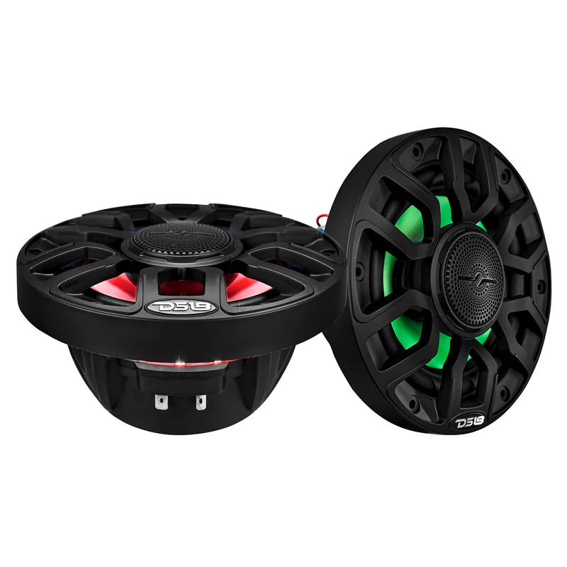 NXL-IQ6/BK NXL 6.5" 2-Way Coaxial Marine Speaker With Digital Led Lights And Bullet Tweeter 150 Watts 4-Ohm