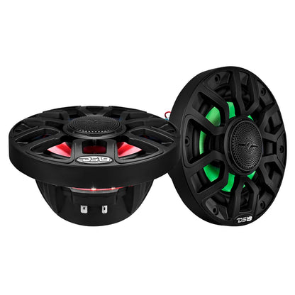 NXL-IQ6/BK NXL 6.5" 2-Way Coaxial Marine Speaker With Digital Led Lights And Bullet Tweeter 150 Watts 4-Ohm
