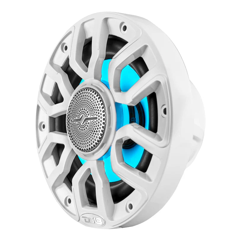 NXL-IQ6/WH NXL 6.5" 2-Way Coaxial Marine Speaker With Digital Led Lights And Bullet Tweeter 150 Watts 4-Ohm