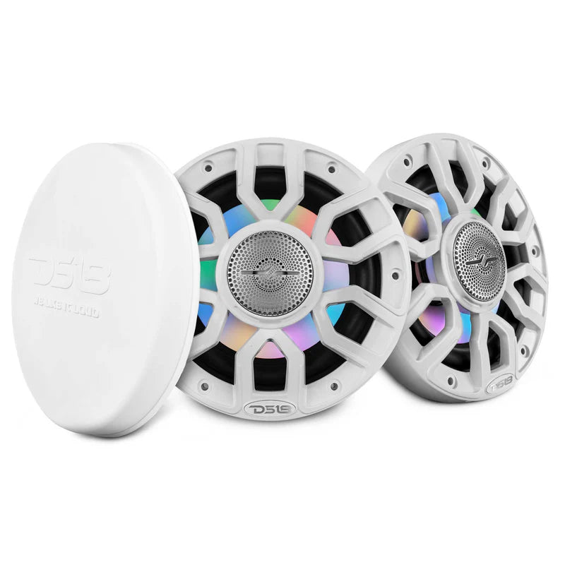 NXL-IQ6/WH NXL 6.5" 2-Way Coaxial Marine Speaker With Digital Led Lights And Bullet Tweeter 150 Watts 4-Ohm