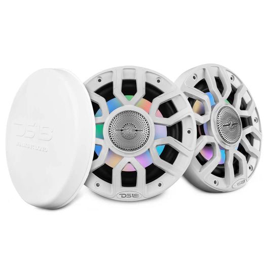 NXL-IQ6/WH NXL 6.5" 2-Way Coaxial Marine Speaker With Digital Led Lights And Bullet Tweeter 150 Watts 4-Ohm