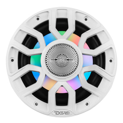 NXL-IQ8/WH NXL 8" 2-Way Coaxial Marine Speaker With Digital Led Lights And Bullet Tweeter 175 Watts 4-Ohm