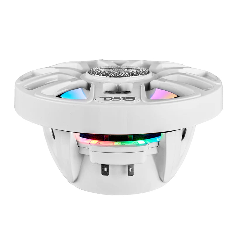 NXL-IQ8/WH NXL 8" 2-Way Coaxial Marine Speaker With Digital Led Lights And Bullet Tweeter 175 Watts 4-Ohm