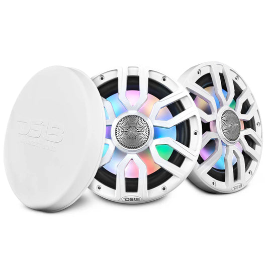 NXL-IQ8/WH NXL 8" 2-Way Coaxial Marine Speaker With Digital Led Lights And Bullet Tweeter 175 Watts 4-Ohm