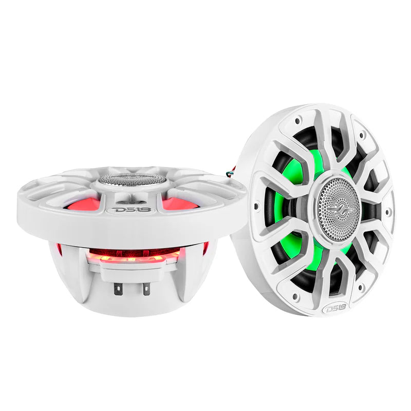 NXL-IQ8/WH NXL 8" 2-Way Coaxial Marine Speaker With Digital Led Lights And Bullet Tweeter 175 Watts 4-Ohm
