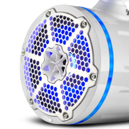 NXL-X8TPNEO/WH NXL 8" Neodymium Marine and Powersports Towers with Built-in Passive Radiator, 1" Driver and LED RGB Lights 180 Watts Rms -White