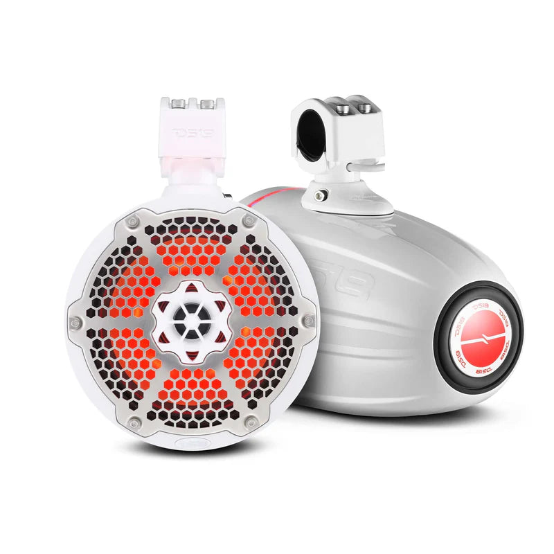 NXL-X8TPNEO/WH NXL 8" Neodymium Marine and Powersports Towers with Built-in Passive Radiator, 1" Driver and LED RGB Lights 180 Watts Rms -White