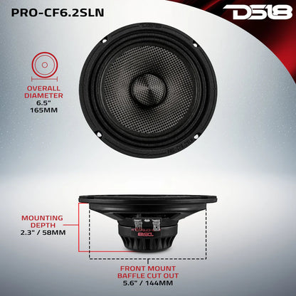 PRO-CF6.2SLN 6.5” Slim Motorcycle & Motorsports Loudspeaker With Neodymium Magnet and Water Resistant Carbon Fiber Cone | 2-Ohm 150W RMS