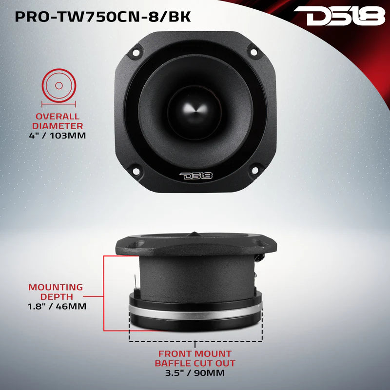 PRO-TW750CN-8/BK 4" Super Bullet Tweeter with 1.5" Titanium Voice Coil Neodymium Magnet 220 Watts 8-Ohm