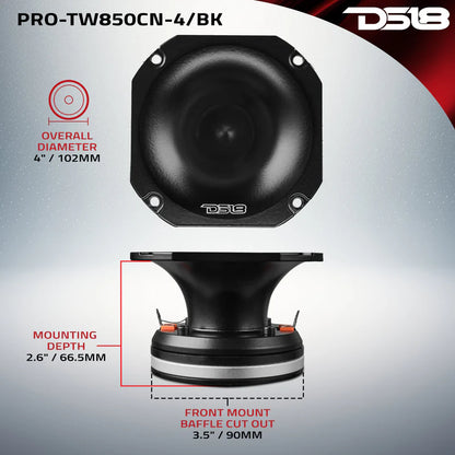 PRO-TW850CN-4/BK 4" High Compression Tweeter | Neodymium Magnet | 4-Ohm