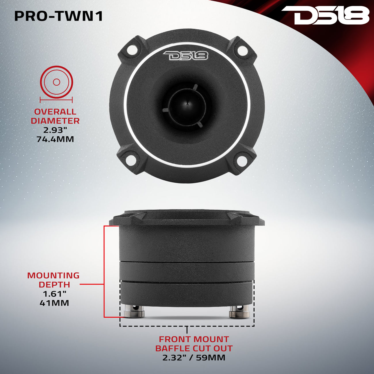 PRO-TWN1 High Compression Neodymium Slim Super Bullet Tweeter 120 Watts