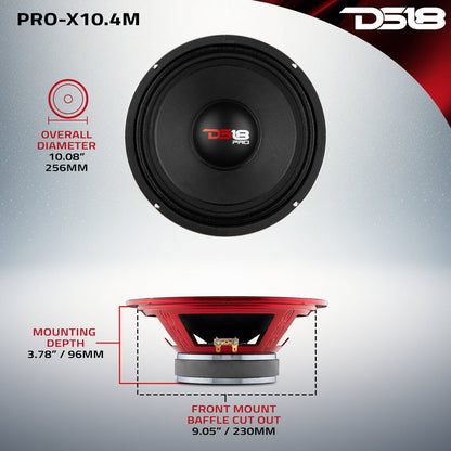 PRO-X10.4M MID-RANGE LOUDSPEAKER 300 WATTS RMS 4-OHM