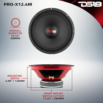 PRO-X12.4M Mid-Range Loudspeaker 450 Watts Rms 4-Ohm