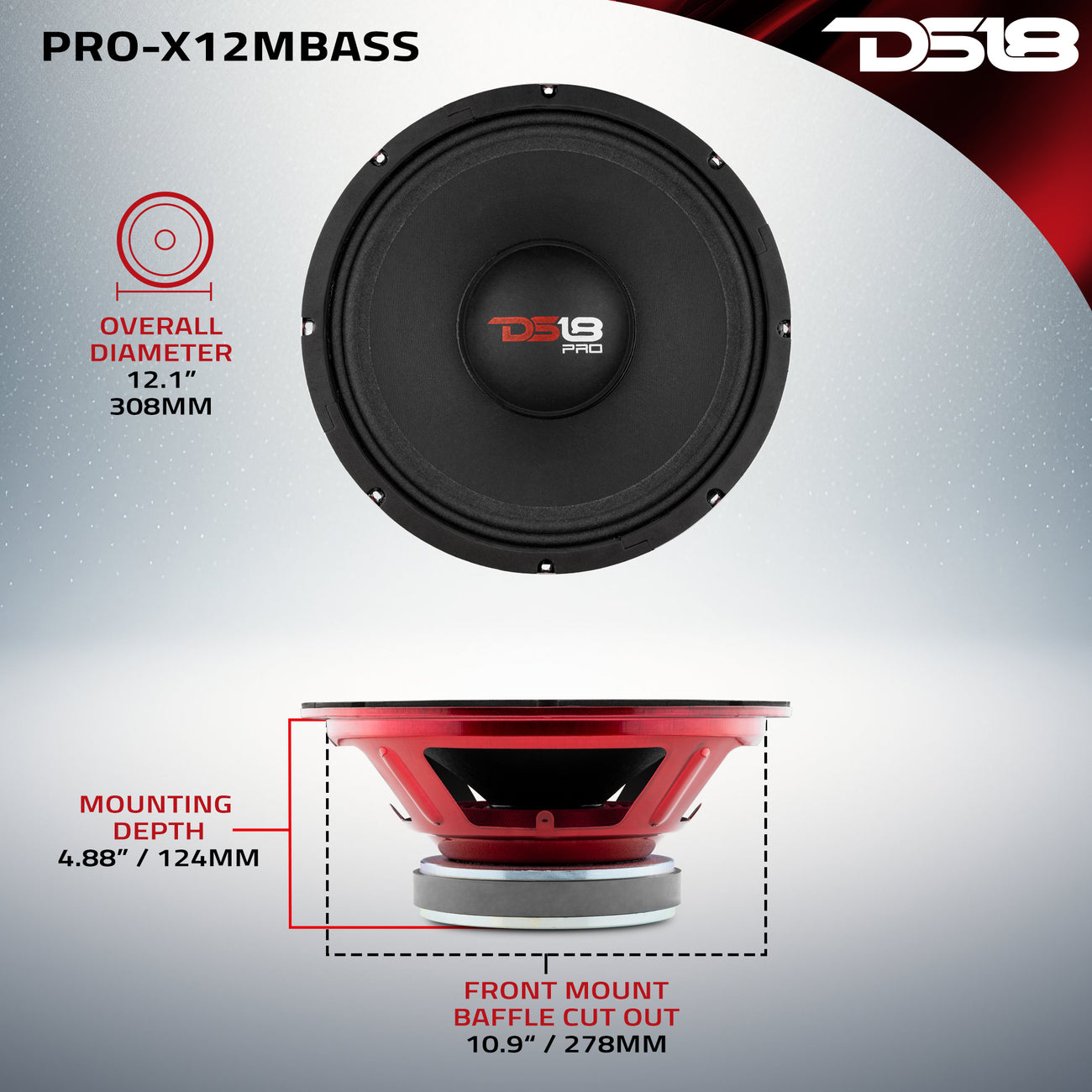 PRO-X12MBASS Mid-Bass Loudspeaker 500 Watts Rms 8-Ohm