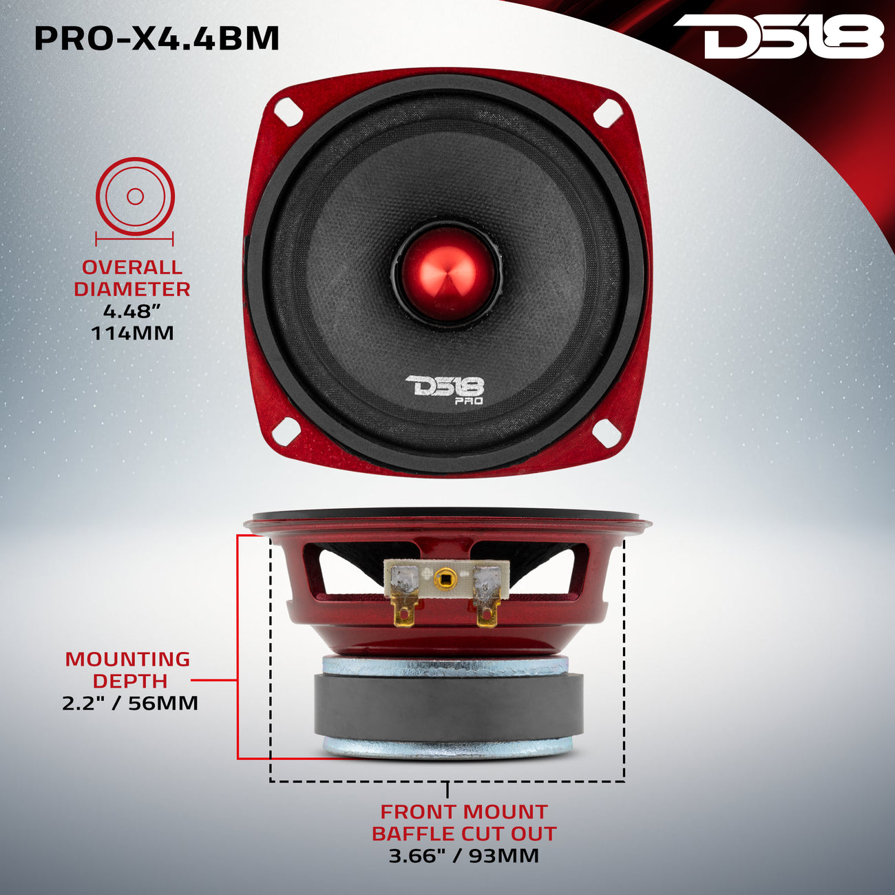 PRO-X4.4BM Mid-Range Bullet Loudspeaker 100 Watts Rms 4-Ohm