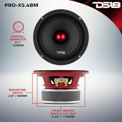 PRO-X5.4BM Mid-Range Bullet Loudspeaker 150W Watts Rms 4-Ohm